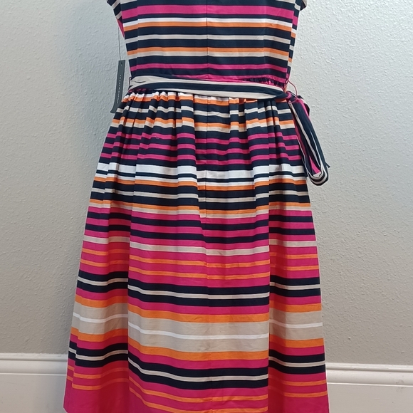 NWT Tommy Hilfiger Sz 14 Striped 100% Cotton Fit & Flare Dress - Picture 7 of 13